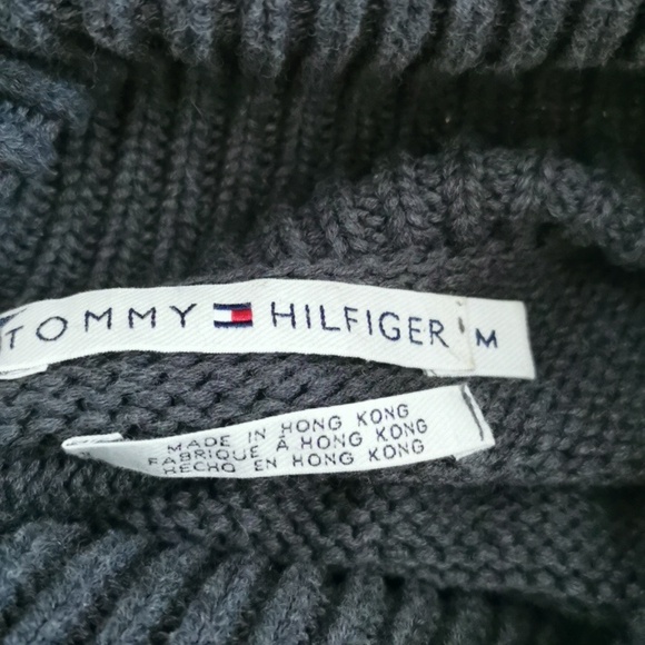 Womens vintage cotton turtleneck Tommy Hilfiger90s snowflake gray sweater Size M - Picture 4 of 7